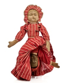 12 INCH BRUCKNER TOPSY-TURVY DOLL CIRCA 1900