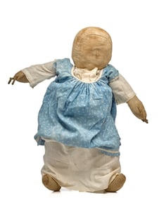 21 IN  BIG BABY IN BLUE CALICO DRESS