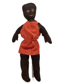 14 INCH STOCKINETTE BLACK DOLL w/ EMBROIDERED FACE