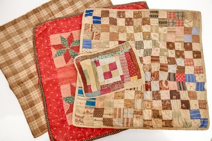 FOUR ANTIQUE DOLL COVERLETS CIRCA 1870-1900