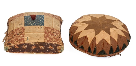 (2) HAND SEWN (19th c) PIN CUSHIONS