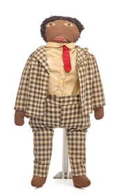 19 INCH BLACK MAN CLOTH DOLL in SUIT & TIE