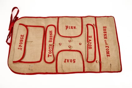 LADIES SHAKER MADE LINEN TRAVEL ROLL CIRCA 1880-90