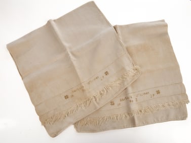 PAIR of SIGNED HOMESPUN LINEN PILLOWCASES 1829