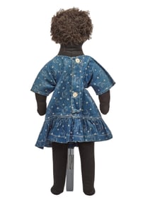 16 INCH BLACK CLOTH DOLL with MAKE-DO FACE