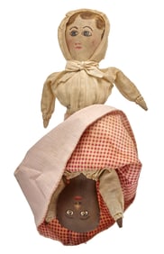 14 INCH TOPSY-TURVY DOLL with UNUSUAL PAINTED FACE
