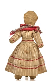 18 INCH RAG STUFFED DOLL in FLANNEL DRESS