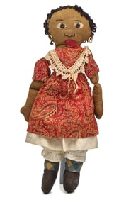 HOMEMADE BLACK RAGGEDY ANN STYLE DOLL