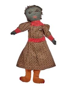 14 IN BLACK CLOTH DOLL WITH NICE SURPRISE!