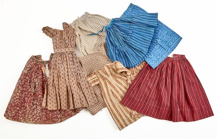 (9)  ANTIQUE SKIRTS, DRESSES & TOP