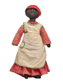 17 INCH BLACK CLOTH DOLL with PAINTED FACE