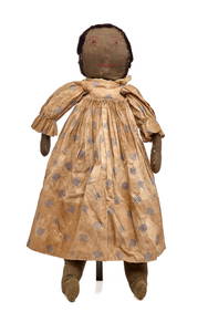 23 INCH MAINE BLACK LINEN DOLL CIRCA 1880 (1 of 9)
