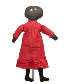 MINIMALIST 19 INCH BLACK CLOTH DOLL CIRCA 1890