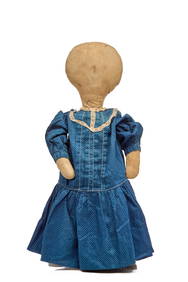 20 INCH LOLLIPOD HEAD CLOTH DOLL in BLUE CALICO (1 of 16)