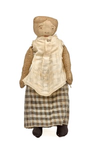 19 INCH LINEN DOLL with WATERCOLOR PAINTED FACE