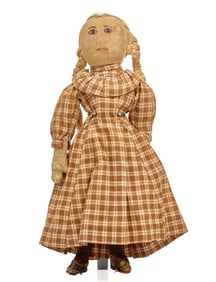 15 INCH LINEN DOLL with OIL PAINTED FACE