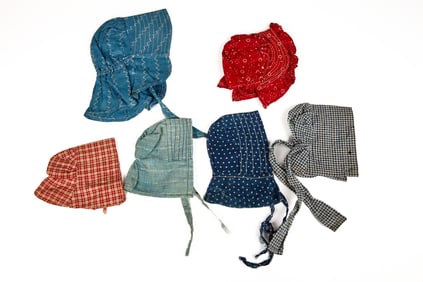 (6) EARLY DOLL BONNETS