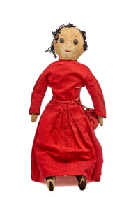 25 INCH CLOTH DOLL with CALICO BUTTON EYES C. 1890
