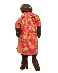 18 INCH BLACK STOCKINETTE DOLL with WORRIED FACE