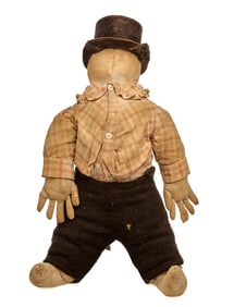 FOLKY 19 INCH CLOTH BOY DOLL with TIN CAN TOP HAT