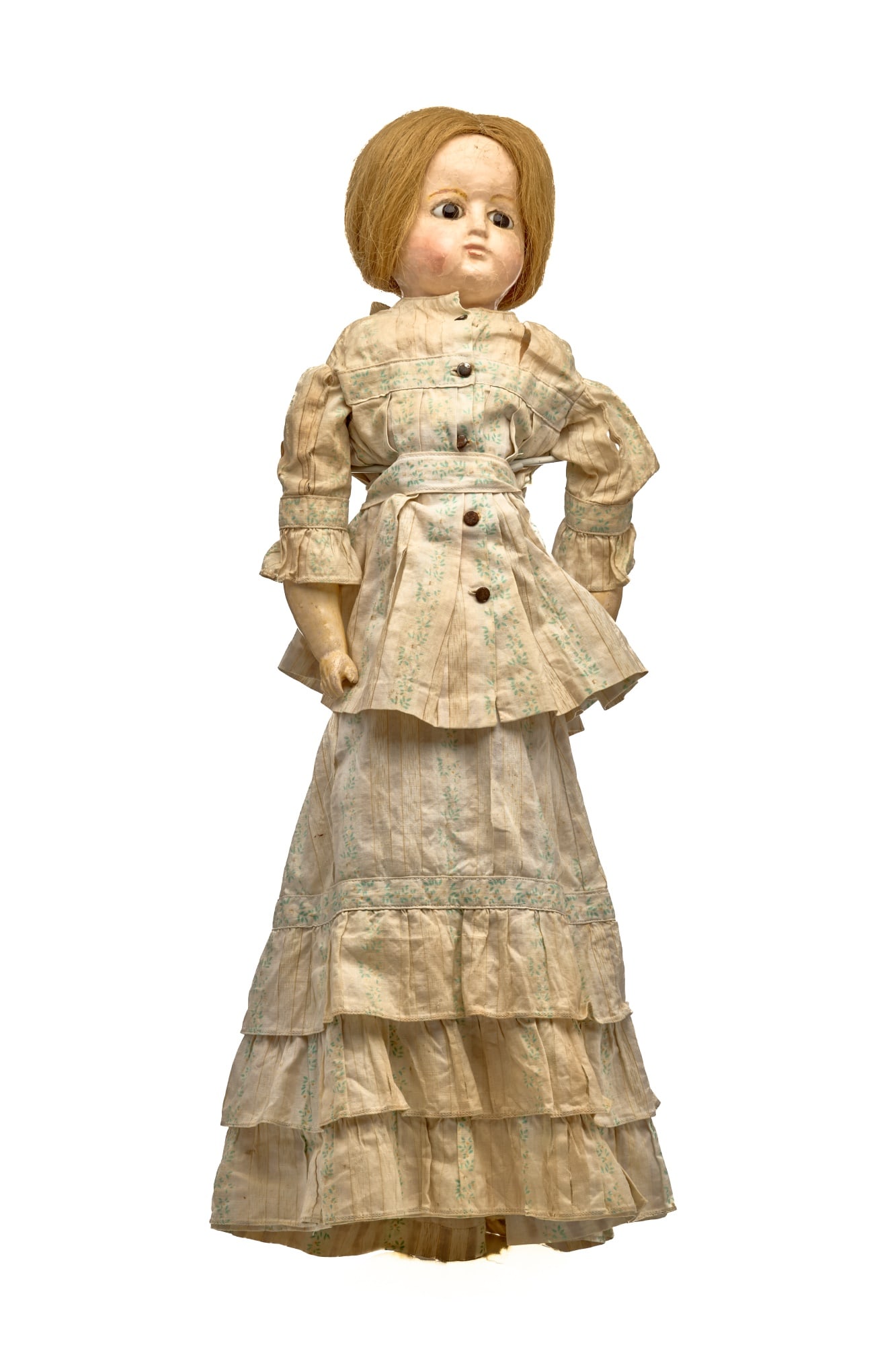 23 INCH WAX OVER PAPIER MACHE DOLL CIRCA 1830-40 (1 of 1)