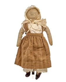 15 INCH HOMESPUN LINEN DOLL CIRCA 1890
