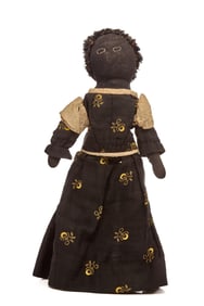 10 INCH STOCKINETTE DOLL in BLACK CALICO DRESS