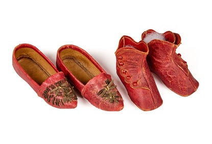 (2) PR RED LEATHER SHOES
