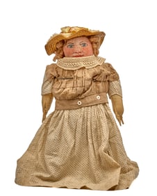 20 INCH PAINTED FACE CLOTH DOLL CIRCA 1890