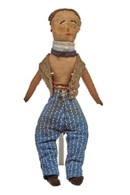 14 INCH BLACK CLOTH DOLL with EMBROIDERED FACE