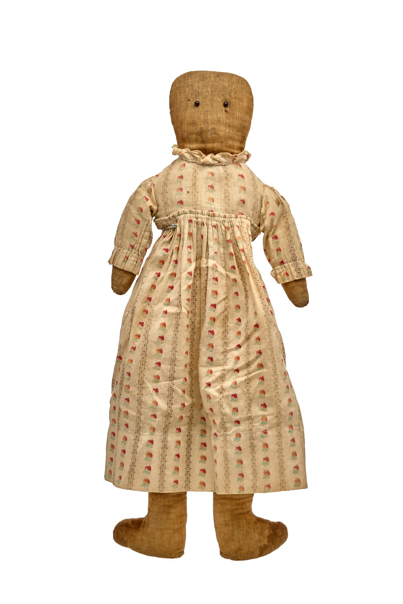 PLAIN 21 INCH RAGDOLL in HER FAVORITE DRESS: Plain and simple rag doll in a forever dress 21 inches circa 1890. This rag doll has the gift of giving comfort just by looking at her. She is a little soft, her dress has been on her forever and has 