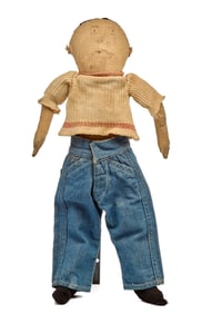 20 INCH HANDSEWN FOLK ART BOY DOLL CIRCA 1870-1880
