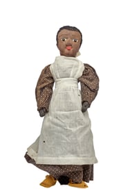 19 IN FINE EXAMPLE BEECHER TYPE BLACK CLOTH DOLL