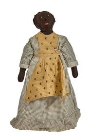 23 INCH BLACK SATEEN CLOTH DOLL CIRCA 1890 (1 of 7)