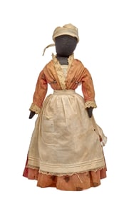24 INCH BLACK CLOTH DOLL CIRCA 1880-1890