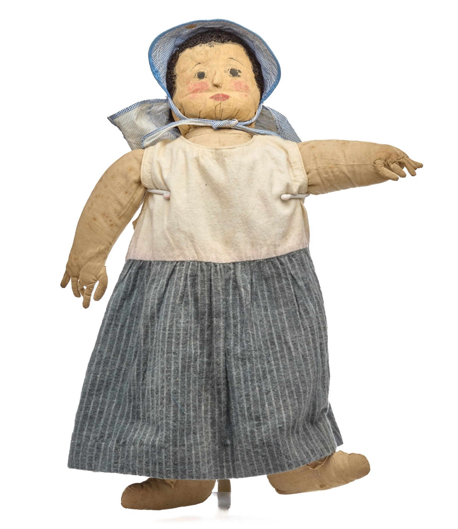 23 IN BLUE BELL WITH BONNET: Oh boy, this is a doll that I can’t look at without laughing. She is signaling for a left turn. (If you don’t laugh at this you are probably too young to understand.) She has on the perfec