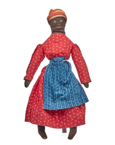 24 IN BLACK CLOTH DOLL RED DRESS