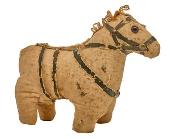 (19th c) HOMESPUN LINEN TOY HORSE