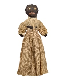 17 IN BLACK CLOTH BOTTLE DOLL C1900-1910