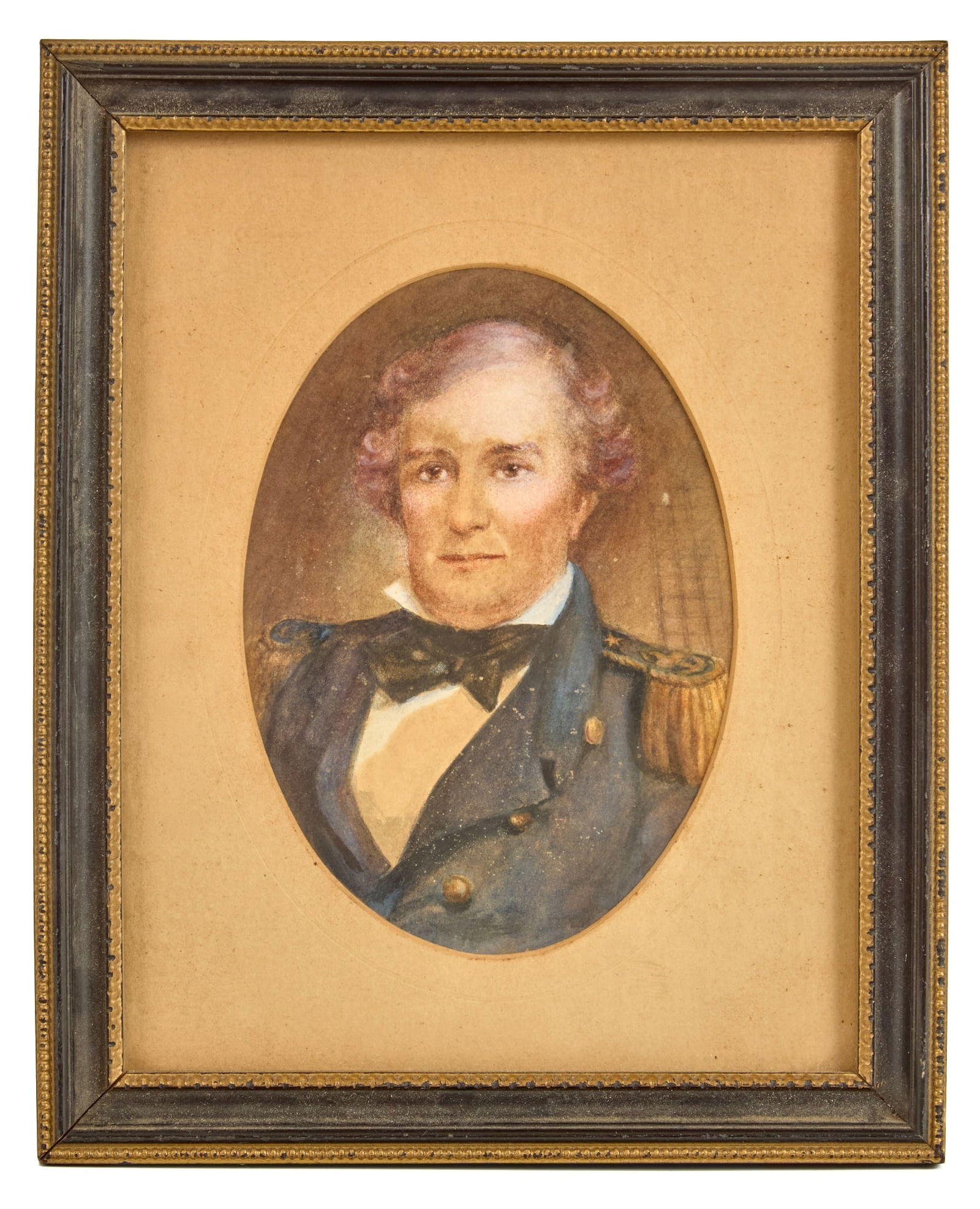 PORTRAIT of ALEXANDER JAMES DALLAS (b. 1791): Gouache 5 3/4 x 4 inches. unsigned. framed 9 x 8 1/2 inches. Note verso identify the artist as Catherine Borda as well as a brief history of his military accomplishments. Provenance: by direct descent