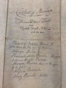1836 MARRIAGE CERTIFICATE FOR MR & MRS PARRISH