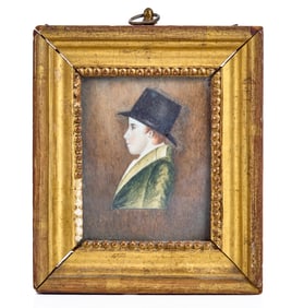 (19th c) PORTRAIT MINIATURE of a BOY in PROFILE