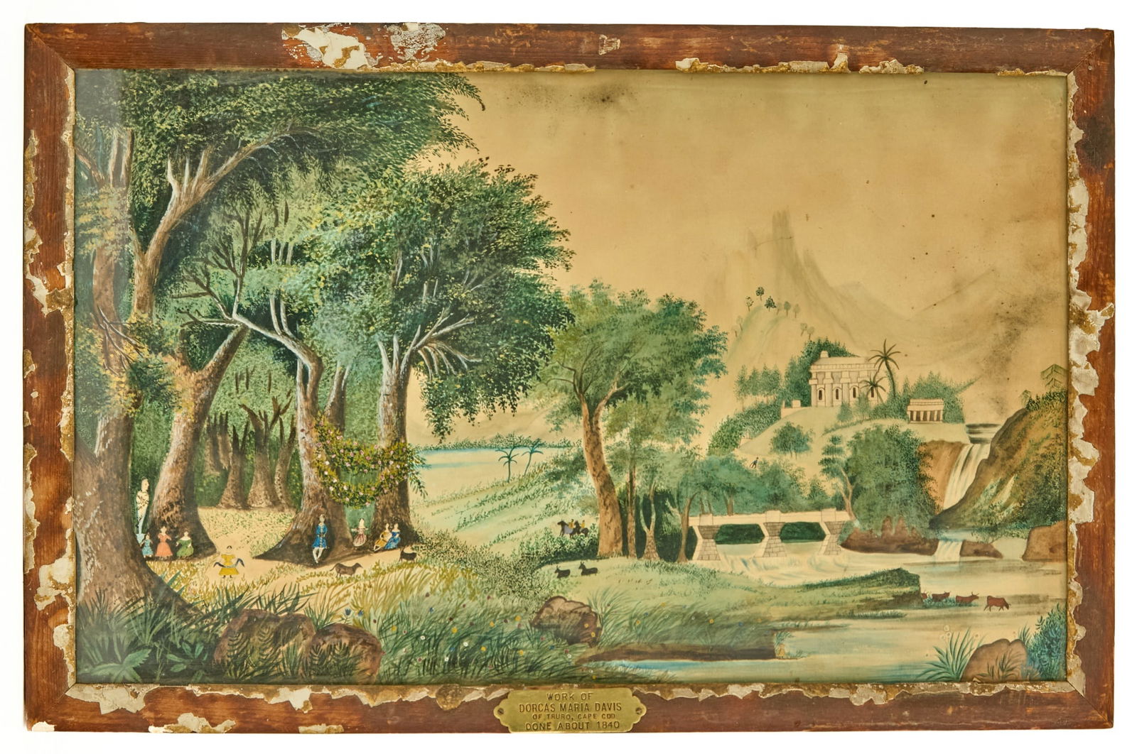 (19th c) FOLK ART WATERCOLOR ON PAPER (1 of 6)