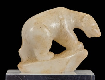 POLAR BEAR FIGURINE CARVED from MARBLE