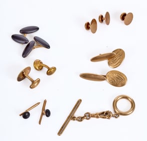 MATCHING & INCOMPLETE 14k GOLD CUFFLINKS & STUDS