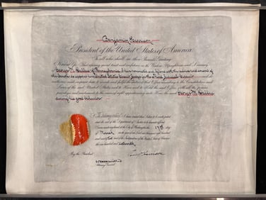 PRESIDENT BENJAMIN HARRISON SIGNED 1892 DOCUMENT