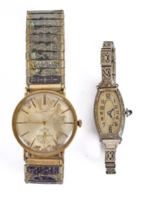 JE CALDWELL 14k GOLD MENS WATCH & 18k GOLD LADIES