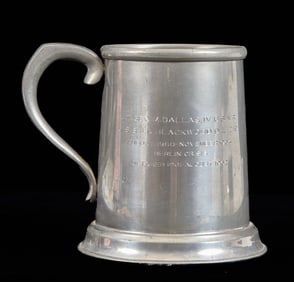 PRESENTATION PEWTER MUG to LT GEO. M. DALLAS IV