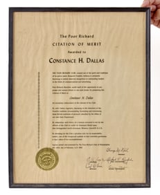 POOR RICHARDS CITATION OF MERIT CONSTANCE DALLAS