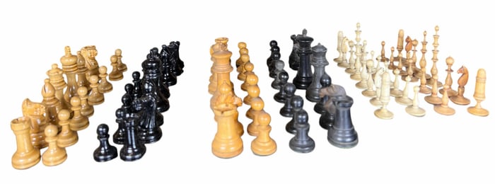 (3) VINTAGE CARVED CHESS SETS